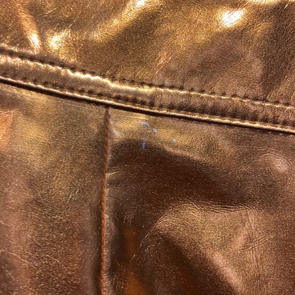 Copper button front faux Leather pencil skirt - Picture 2 of 9